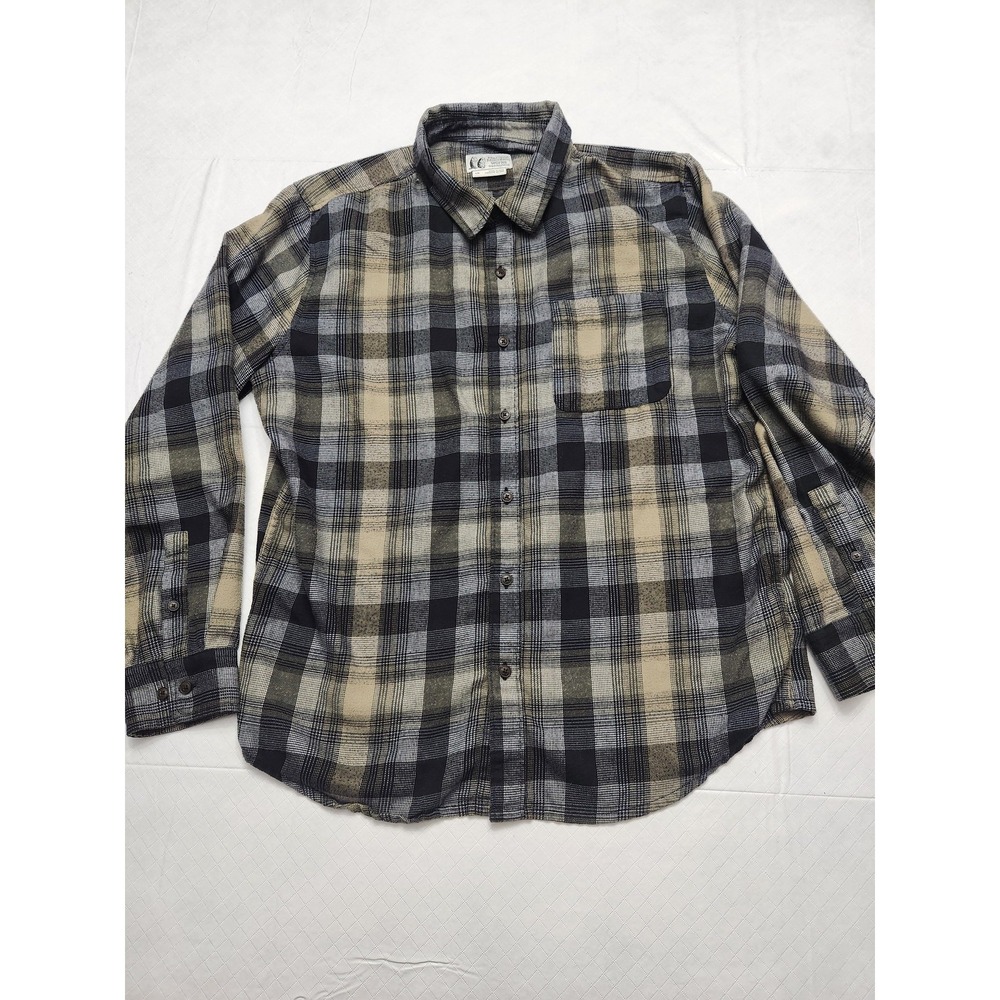 Marmot Mountain Works Shirt Mens Large Gray Plaid Flannel Button Up Long Sleeve